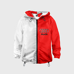 Ветровка с капюшоном детская AUDI logo полосы, цвет: 3D-черный