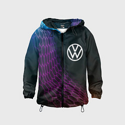 Ветровка с капюшоном детская Volkswagen neon hexagon, цвет: 3D-черный