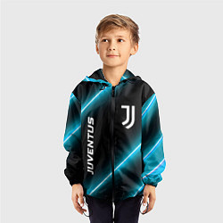 Ветровка с капюшоном детская Juventus неоновые лампы, цвет: 3D-черный — фото 2