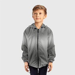 Ветровка с капюшоном детская Серые вертикальные линии, цвет: 3D-черный — фото 2
