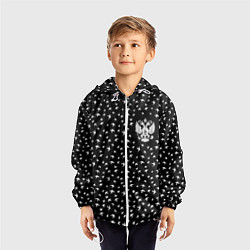 Ветровка с капюшоном детская Герб РФ и ласточки на чёрном, цвет: 3D-белый — фото 2