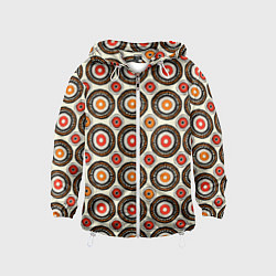 Ветровка с капюшоном детская Африканские узоры круг, цвет: 3D-белый