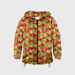 Ветровка с капюшоном детская Румяные яблоки паттерн, цвет: 3D-черный