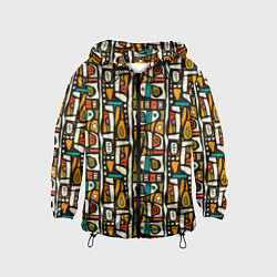 Ветровка с капюшоном детская Африканские этно узоры, цвет: 3D-черный