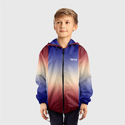 Ветровка с капюшоном детская Красный-синий градиентный узор, цвет: 3D-черный — фото 2
