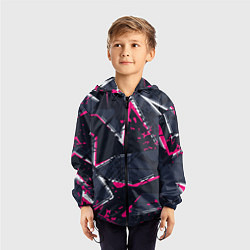 Ветровка с капюшоном детская Абстрактный узор с геометрической концепцией, цвет: 3D-черный — фото 2