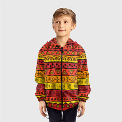 Ветровка с капюшоном детская Африканские этнический орнамент, цвет: 3D-черный — фото 2