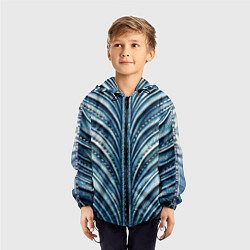 Ветровка с капюшоном детская Вышивка линий на джинсах, цвет: 3D-черный — фото 2