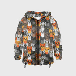Ветровка с капюшоном детская Мультяшные котята, цвет: 3D-черный