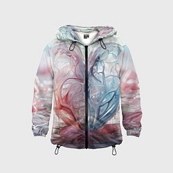 Ветровка с капюшоном детская Сердце - плазменная текстура, цвет: 3D-черный