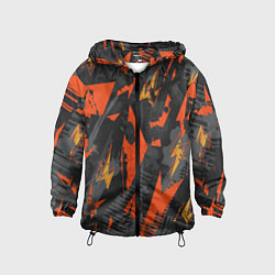Ветровка с капюшоном детская Яркий абстрактный узор для спорта, цвет: 3D-черный