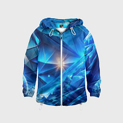 Ветровка с капюшоном детская Синяя объемная абстракция со вспышкой, цвет: 3D-белый