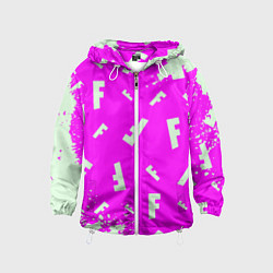 Ветровка с капюшоном детская Fortnite pattern pink, цвет: 3D-белый