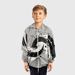 Ветровка с капюшоном детская Инь-янь абстракция - нейроарт, цвет: 3D-белый — фото 2