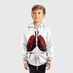 Ветровка с капюшоном детская Красные абстрактные легкие, цвет: 3D-белый — фото 2