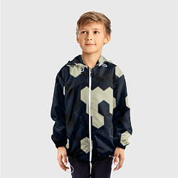 Ветровка с капюшоном детская Соты абстракция, цвет: 3D-белый — фото 2