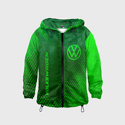 Ветровка с капюшоном детская Volkswagen - green gradient вертикально, цвет: 3D-черный