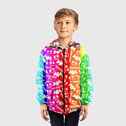 Ветровка с капюшоном детская Marshmello rainbow, цвет: 3D-черный — фото 2