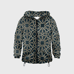 Ветровка с капюшоном детская Геометрический паттерн арабеска, цвет: 3D-черный