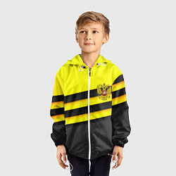 Ветровка с капюшоном детская Герб РФ геометрия линии, цвет: 3D-белый — фото 2