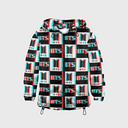 Ветровка с капюшоном детская BTS glitch pattern, цвет: 3D-черный