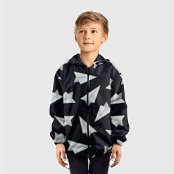 Ветровка с капюшоном детская Белый бумажный самолётик - Телеграм, цвет: 3D-черный — фото 2
