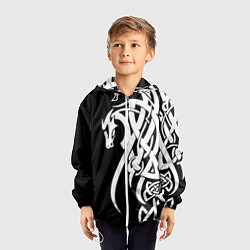 Ветровка с капюшоном детская Языческий кельтский орнамент тату, цвет: 3D-белый — фото 2