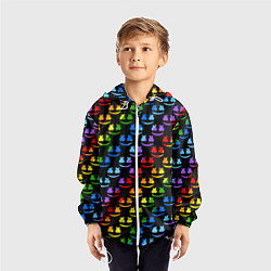 Ветровка с капюшоном детская Marshmello pattern neon, цвет: 3D-белый — фото 2