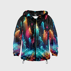 Ветровка с капюшоном детская Neon fantastic metropolis - vaporwave, цвет: 3D-черный