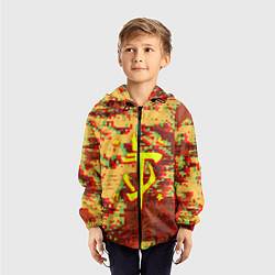Ветровка с капюшоном детская Doom камуфляж глитч, цвет: 3D-черный — фото 2