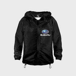 Ветровка с капюшоном детская Subaru logo auto, цвет: 3D-черный