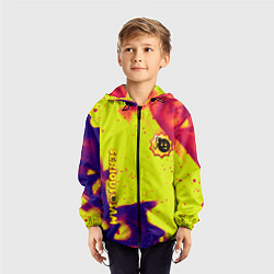Ветровка с капюшоном детская Serious Sam flame yellow, цвет: 3D-черный — фото 2