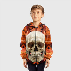 Ветровка с капюшоном детская Смеющийся череп паттерн, цвет: 3D-черный — фото 2