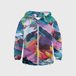 Ветровка с капюшоном детская Горы краски, цвет: 3D-белый