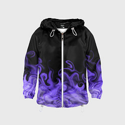 Ветровка с капюшоном детская Абстрактный фиолетовый огонь, цвет: 3D-белый