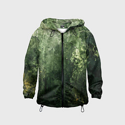 Ветровка с капюшоном детская Зеленый камуфляж с эффектом старины, цвет: 3D-черный