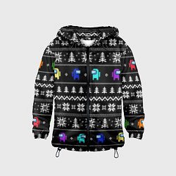 Ветровка с капюшоном детская Ornament - Among Us new year, цвет: 3D-черный