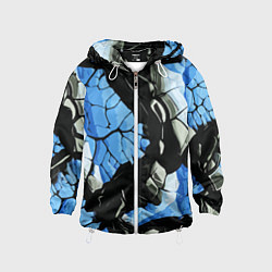 Ветровка с капюшоном детская Чёрные линии на чёрно-синем фоне, цвет: 3D-белый