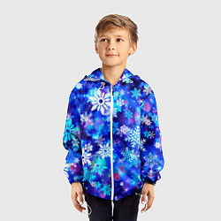 Ветровка с капюшоном детская Яркие узоры снежинок, цвет: 3D-белый — фото 2