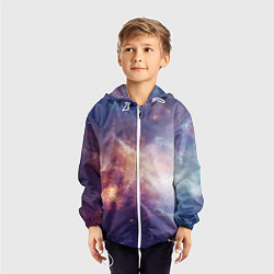 Ветровка с капюшоном детская Туманности космоса, цвет: 3D-белый — фото 2