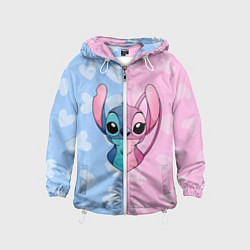 Ветровка с капюшоном детская Стич и Ангел, цвет: 3D-белый