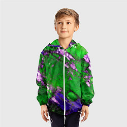 Ветровка с капюшоном детская A purple mineral in a green stone, цвет: 3D-белый — фото 2