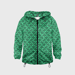 Ветровка с капюшоном детская Зелёный нефритовый искажение, цвет: 3D-черный