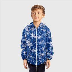 Ветровка с капюшоном детская Морозные снежинки, цвет: 3D-белый — фото 2