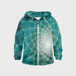 Ветровка с капюшоном детская Фрактальная абстракция, цвет: 3D-белый