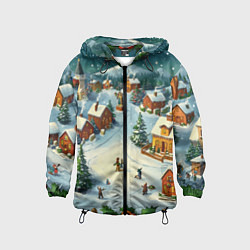 Ветровка с капюшоном детская Каникулы нового года, цвет: 3D-черный