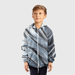 Ветровка с капюшоном детская Полированный металл серебряный, цвет: 3D-белый — фото 2