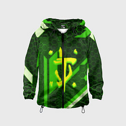Ветровка с капюшоном детская Doom geometry green, цвет: 3D-черный