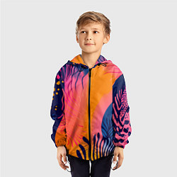 Ветровка с капюшоном детская Векторная абстракция с растениями - нейросеть, цвет: 3D-черный — фото 2