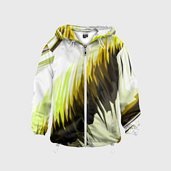 Ветровка с капюшоном детская Чёрно-жёлтые острые полосы на белом фоне, цвет: 3D-белый